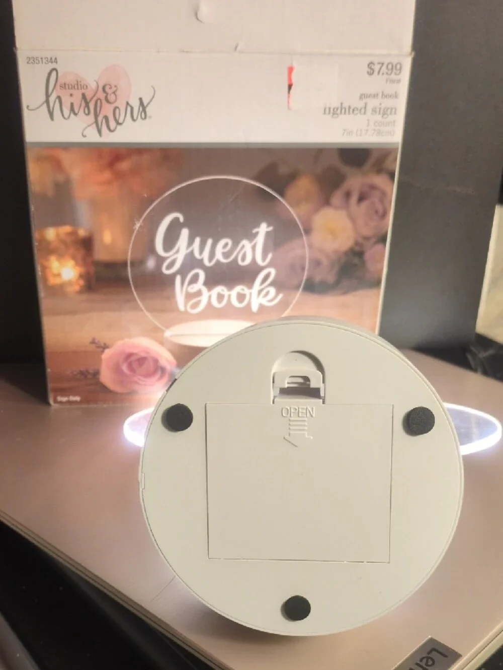 Othr White Illuminated 'Guest Book' Acrylic Lantern Sign